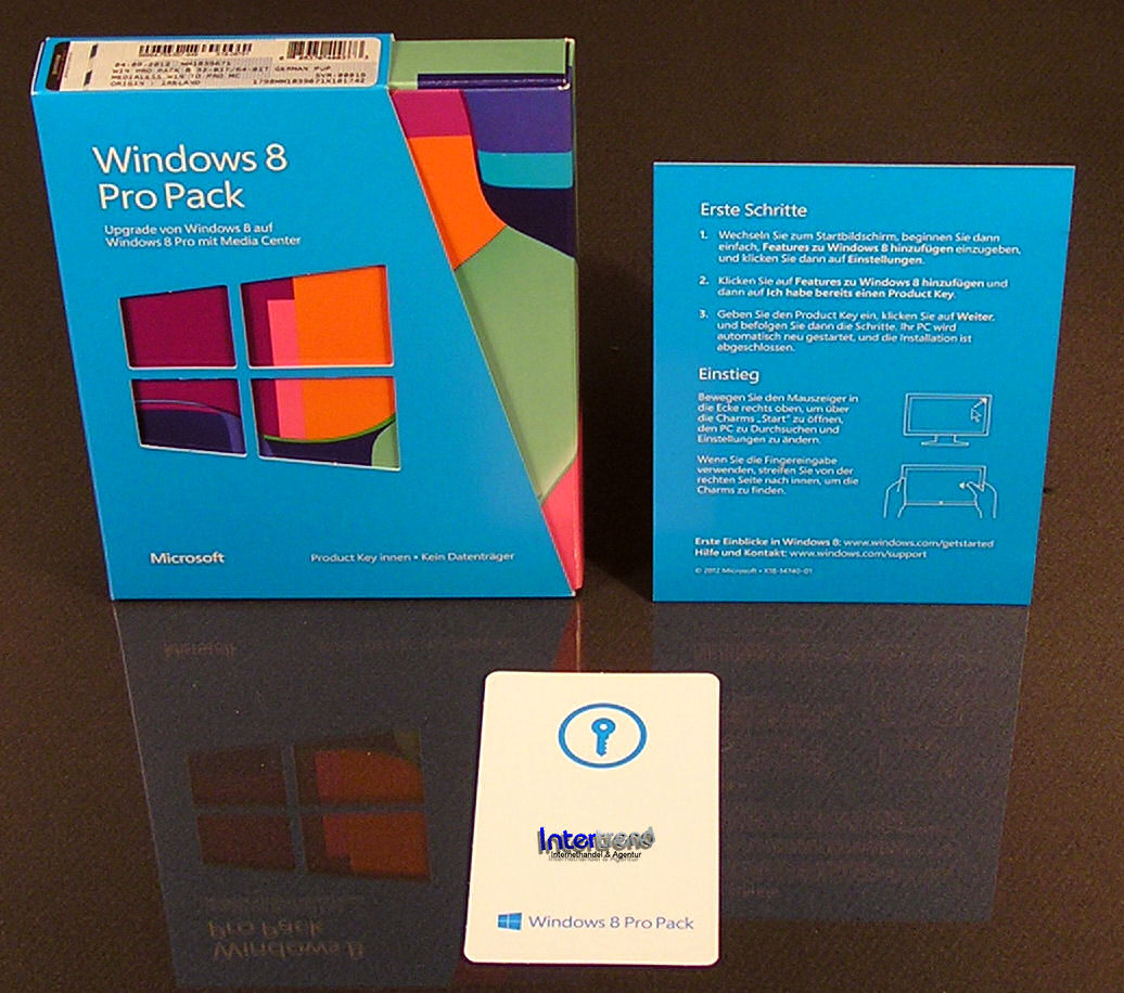Microsoft Windows 8 Pro Pack Box + Media Center 32/64Bit Upgrade von